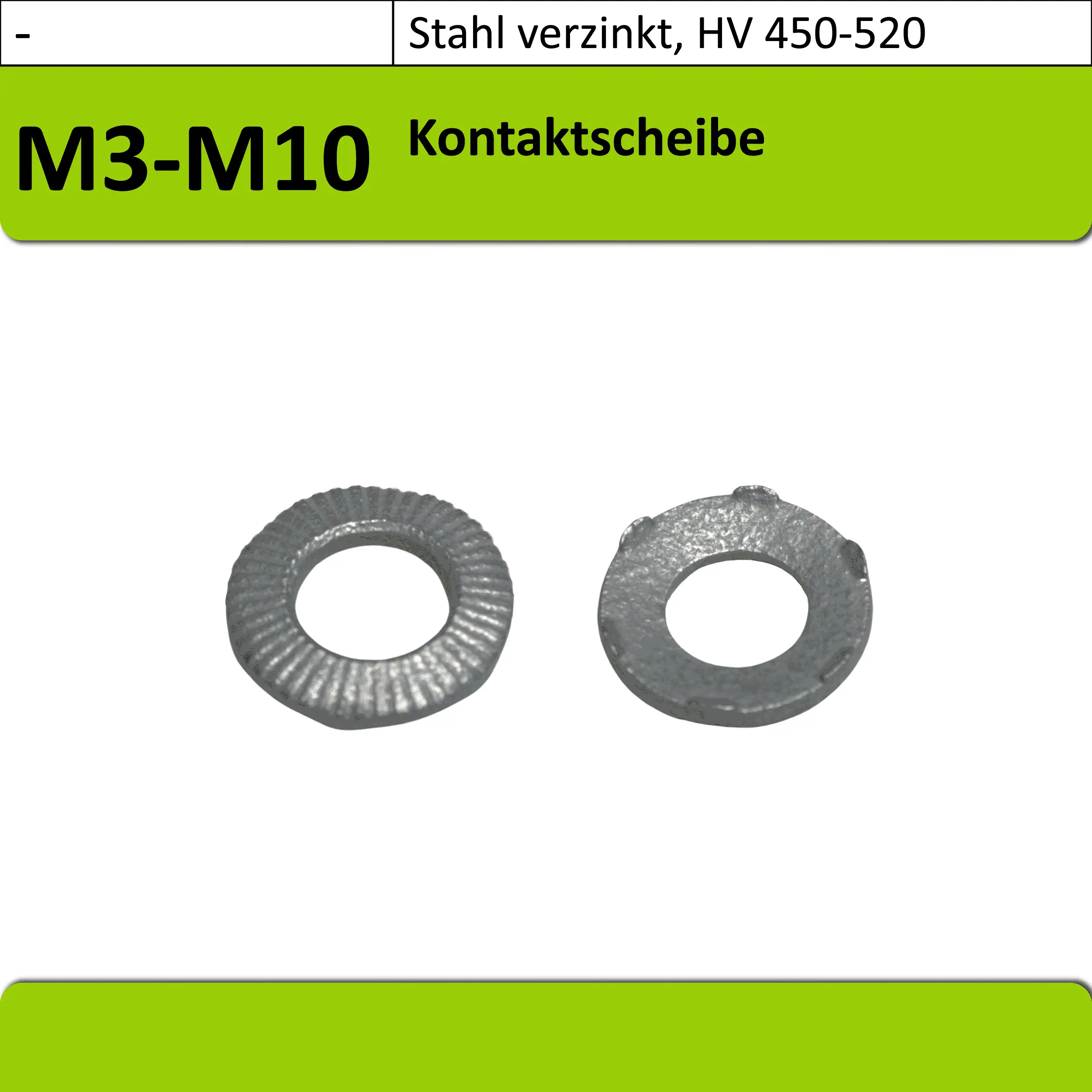Kontaktscheibe aus Stahl verzinkt, HV 450-520 Kontaktscheibe aus Stahl verzinkt, HV 450-520